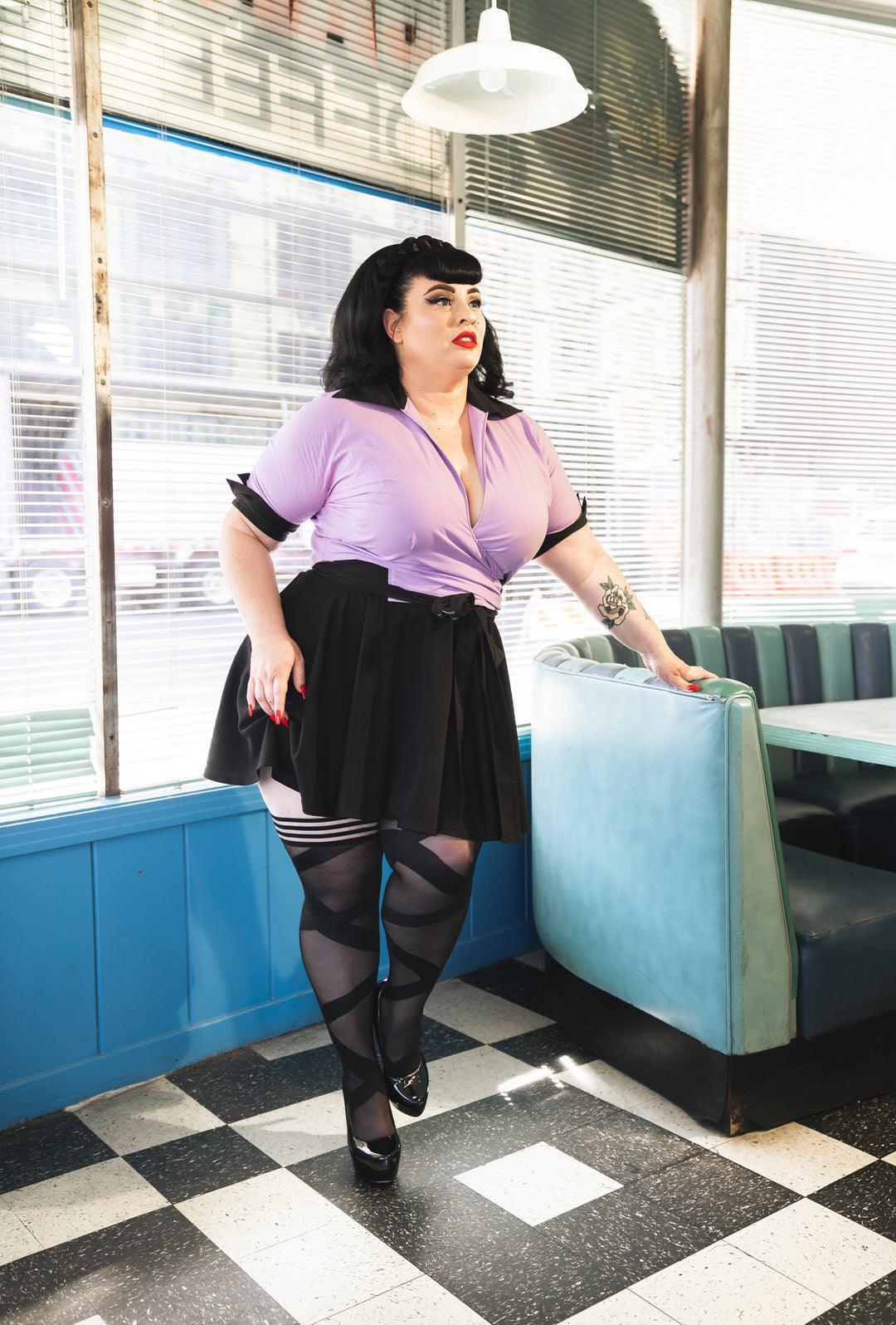 JACKIE: BLACK BALLET THIGH HIGHS. PETITE TO PLUS SIZE - KIXIES - The Sock Monster