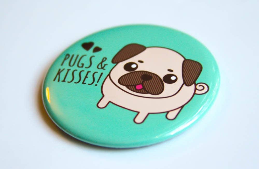 Pugs & Kisses Pug Dog | Magnet - Tiny Bee Cards - The Sock Monster