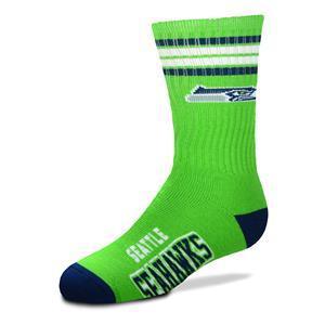 Seattle Seahawks - 4 Stripe Deuce, Crew Sock - ForBareFeet - The Sock Monster