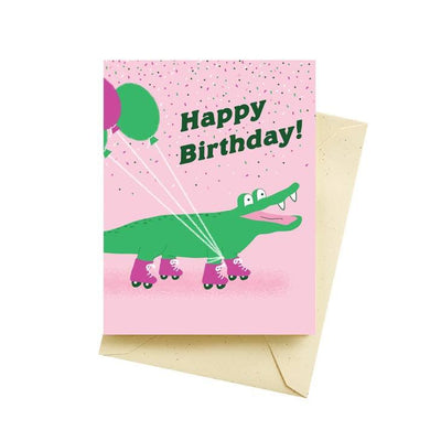 Skater Gator | Birthday Card - Seltzer - The Sock Monster
