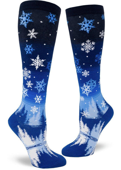 Snowflakes, Women's Knee-high - ModSock - The Sock Monster