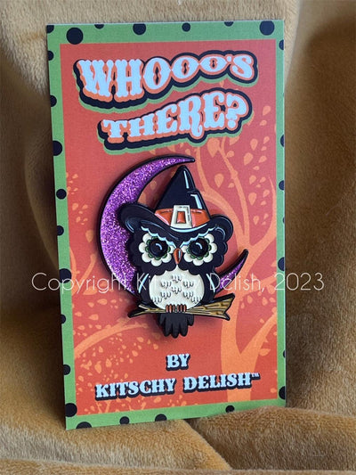 Witchy Owl | Sliding Enamel Pin - Kitschy Delish - The Sock Monster