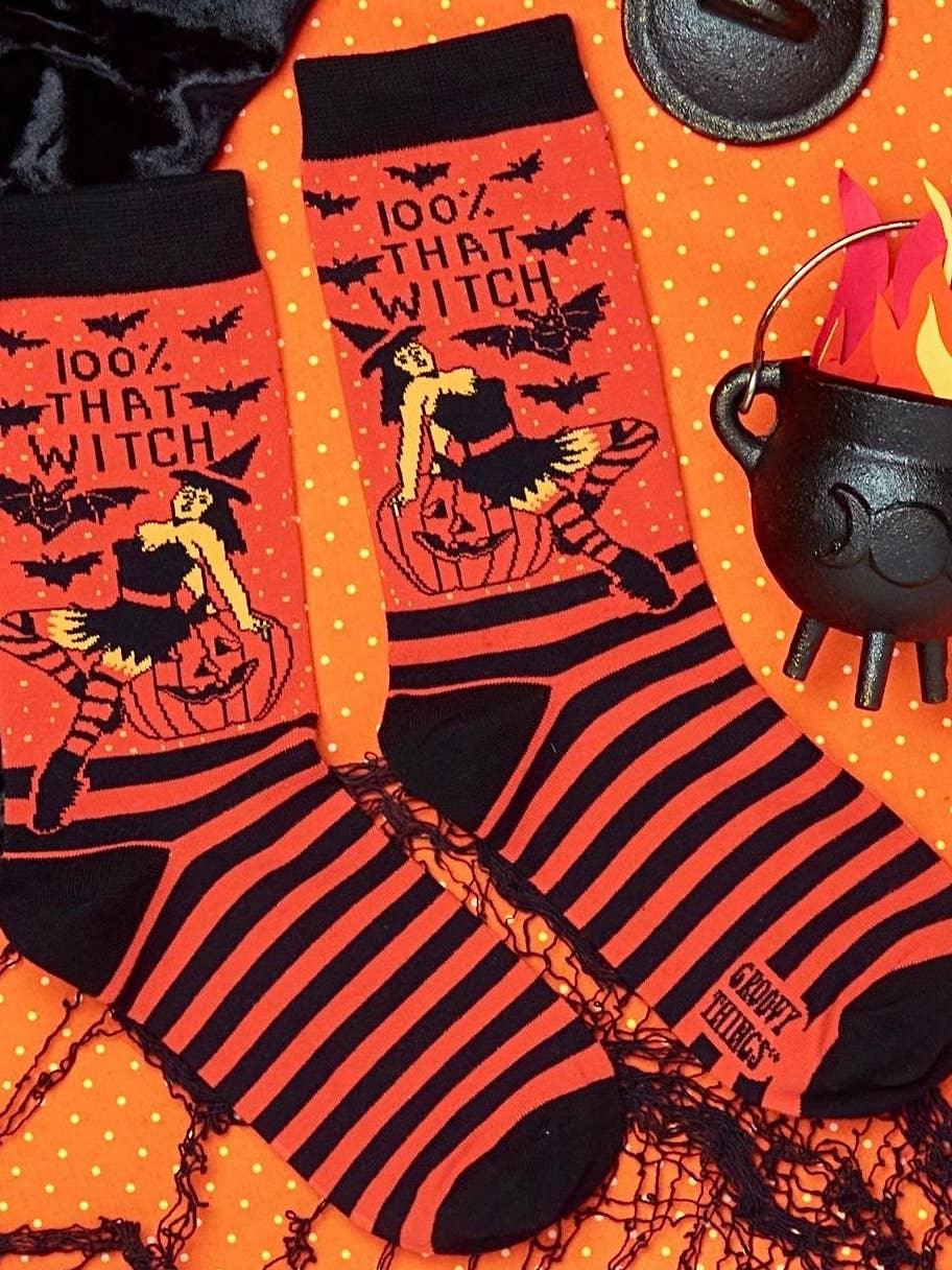 100% That Witch, Womens Crew - Groovy Things - The Sock Monster