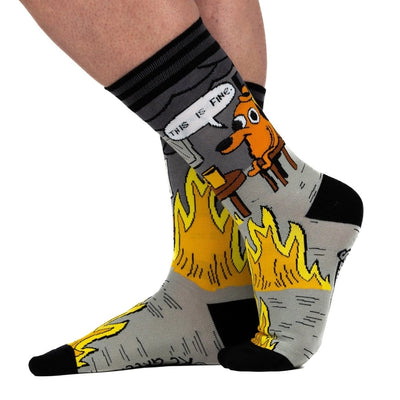 This Is Fine: Noir Edition | Crew Socks