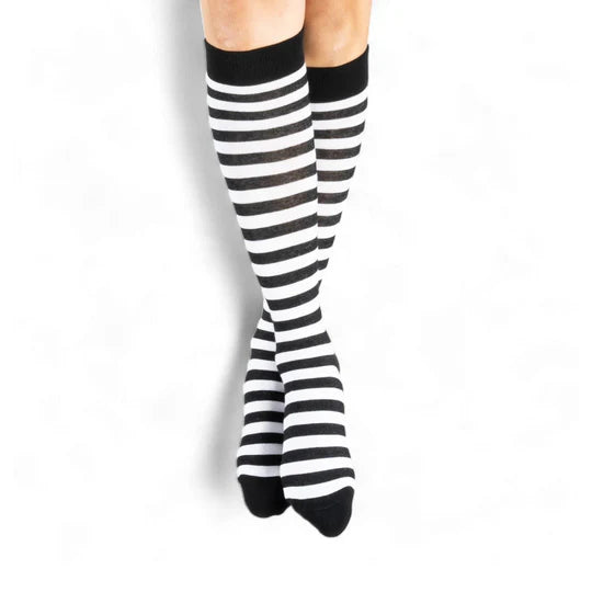 White and Black Stripes | Knee High Socks