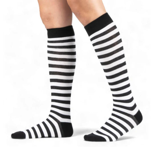 White and Black Stripes | Knee High Socks