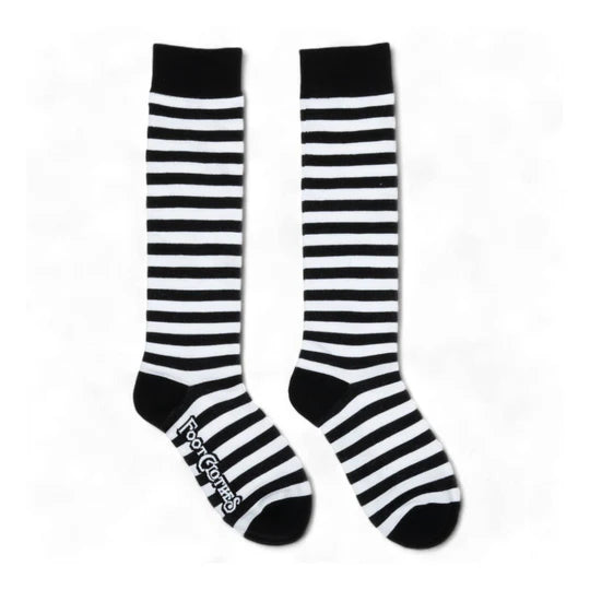 White and Black Stripes | Knee High Socks