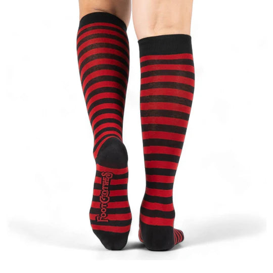 Cherry and Black Stripes | Knee High Socks