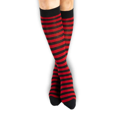 Cherry and Black Stripes | Knee High Socks