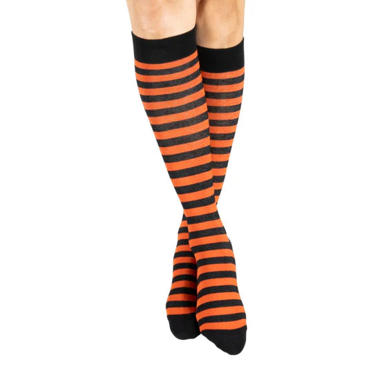 Pumpkin and Black Stripes | Knee High Socks