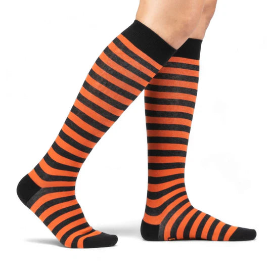 Pumpkin and Black Stripes | Knee High Socks