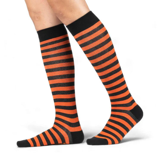 Pumpkin and Black Stripes | Knee High Socks