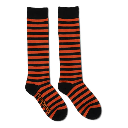 Pumpkin and Black Stripes | Knee High Socks