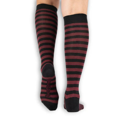 Wine and Black Stripes  | Knee High Socks