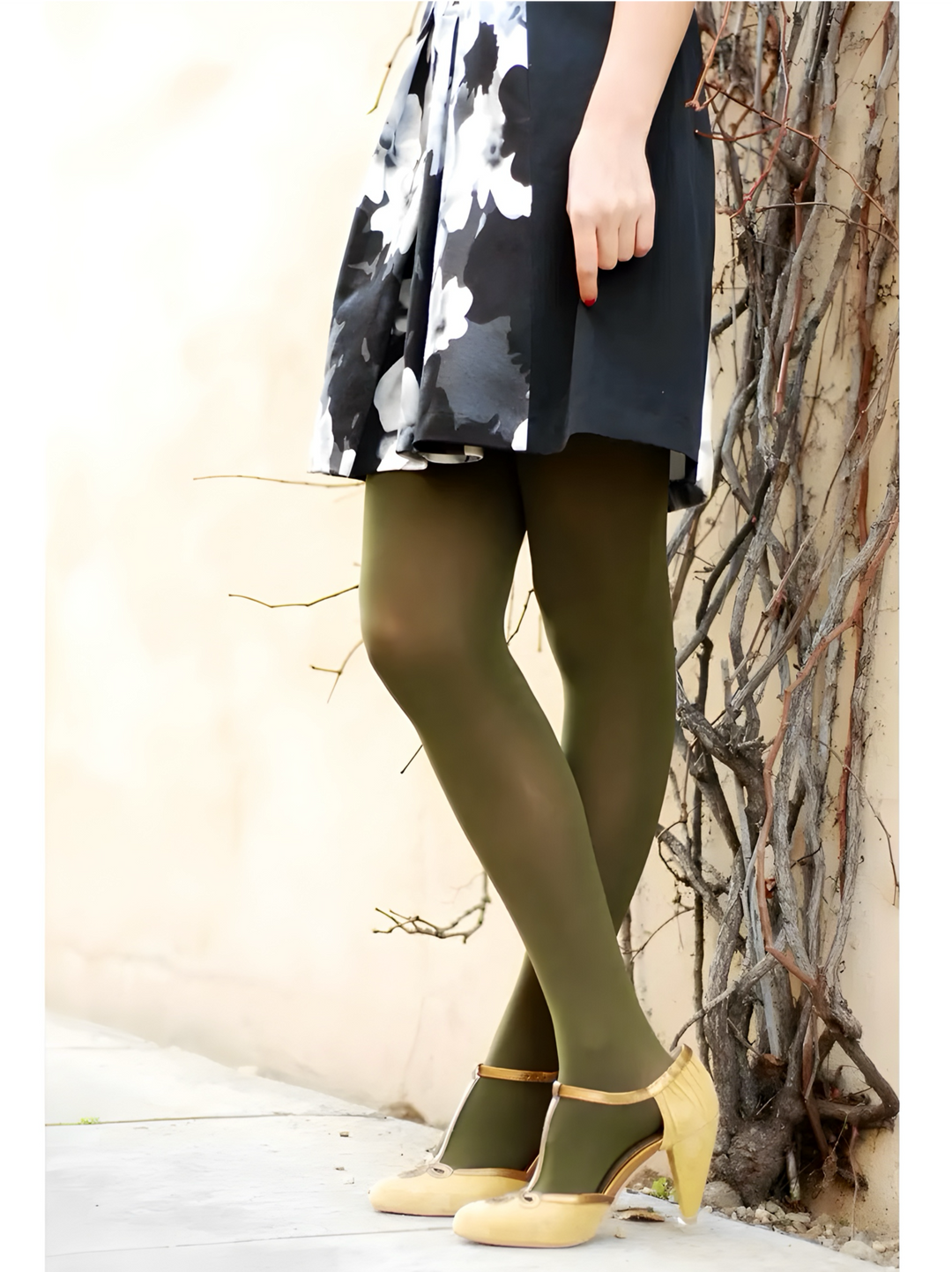 Olive green opaque tights best sale