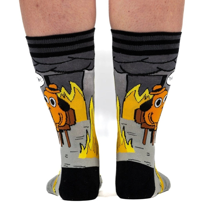 This Is Fine: Noir Edition | Crew Socks