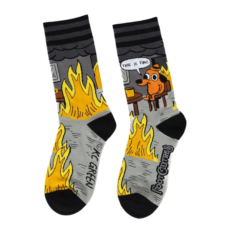 This Is Fine: Noir Edition | Crew Socks