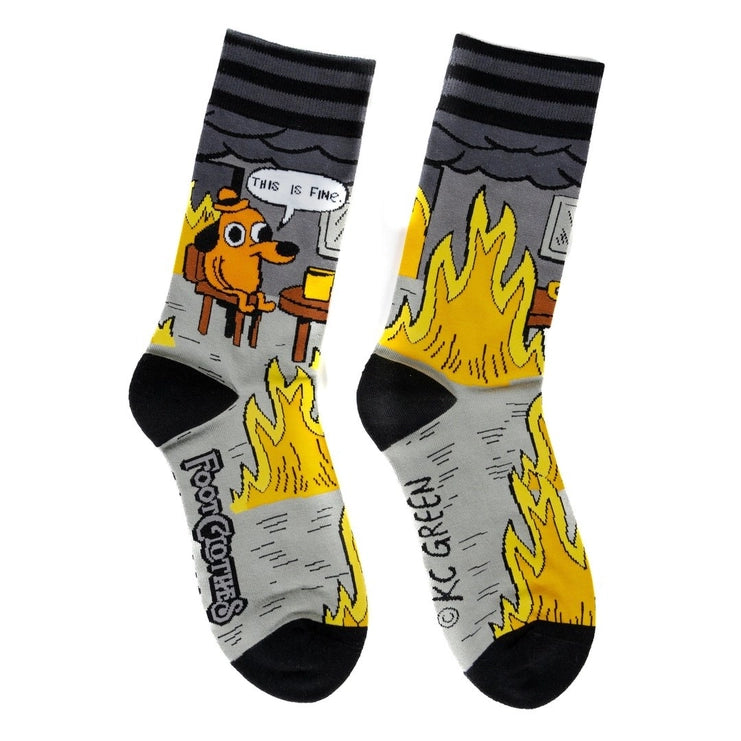 This Is Fine: Noir Edition | Crew Socks