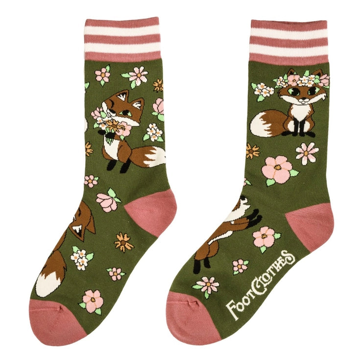 Floral Foxes  | Crew Socks