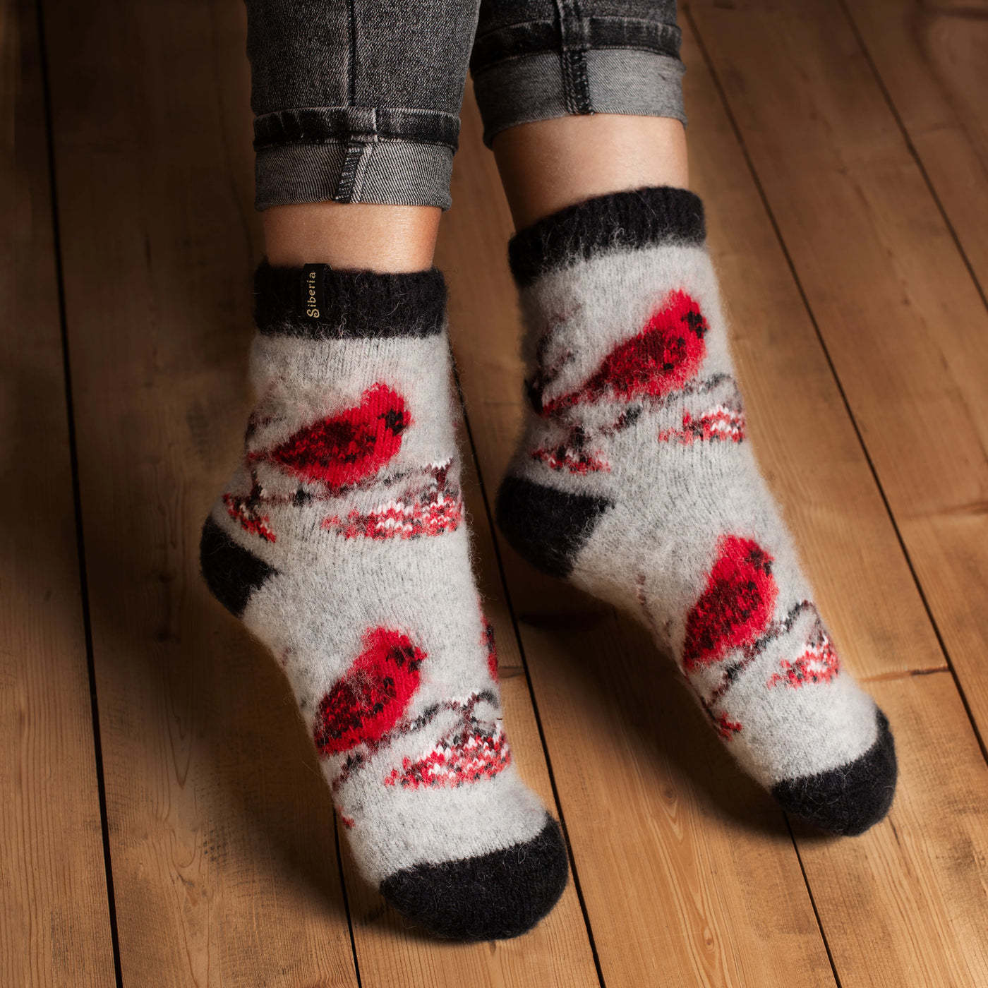 Crimson Cardinals | Merino Wool | Crew Socks