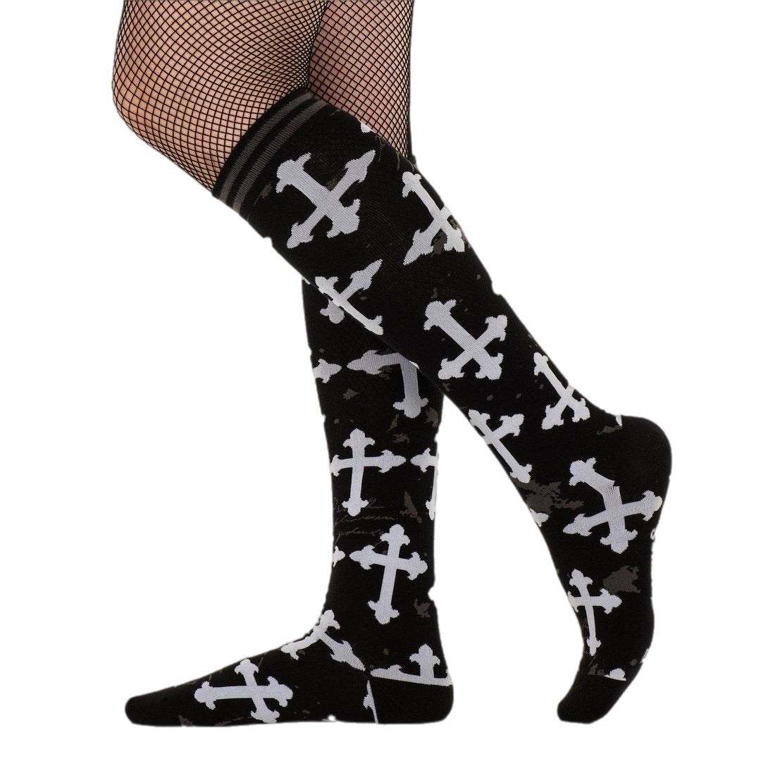 Gothic Crosses | Knee High Socks