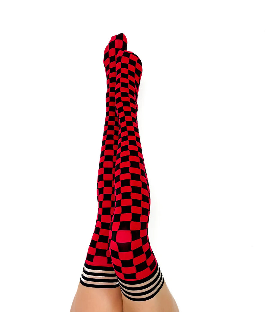 Game Day! | Thigh Highs | Petite to Plus Size | Black & Red