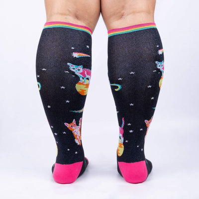 Space Cats | Shimmer | All Gender Stretch-It™ Wide Calf Knee-high