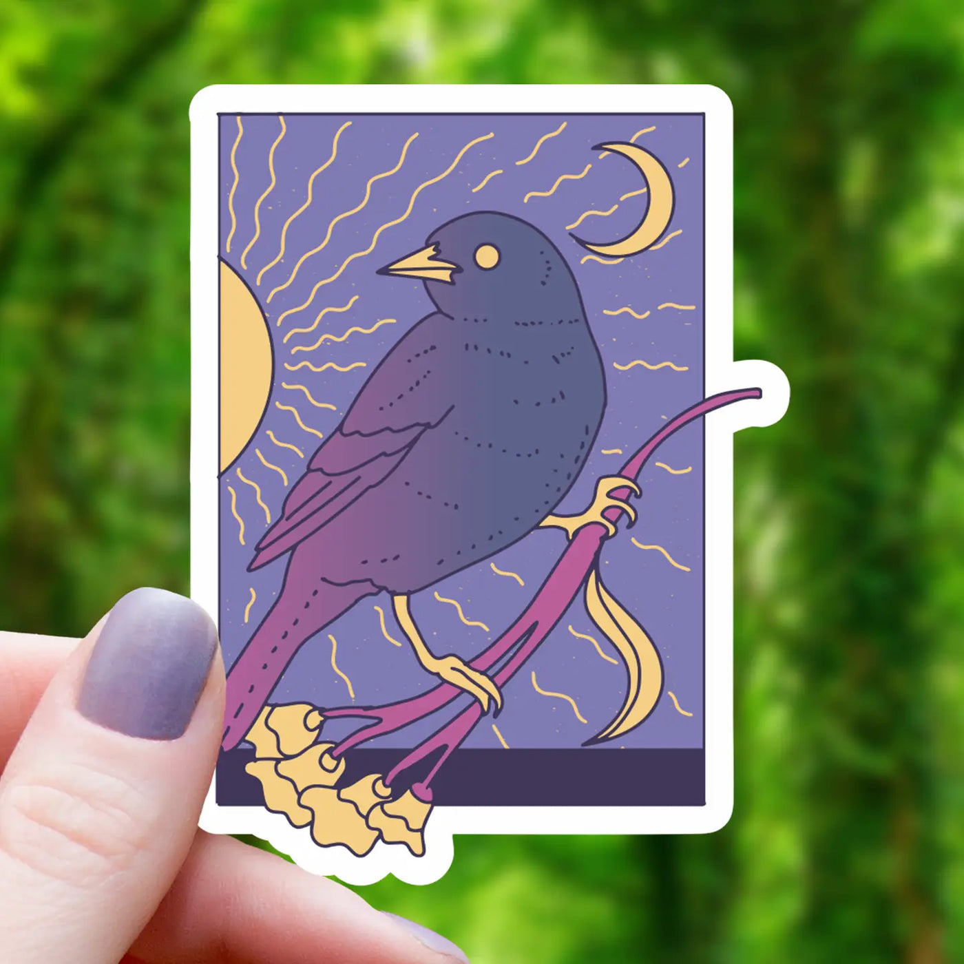 Aesthetic Crow on Branch | Vinyl Sticker