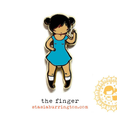 Angry Girl "The Finger" | Hard Enamel Pin - Stasia Burrington - The Sock Monster