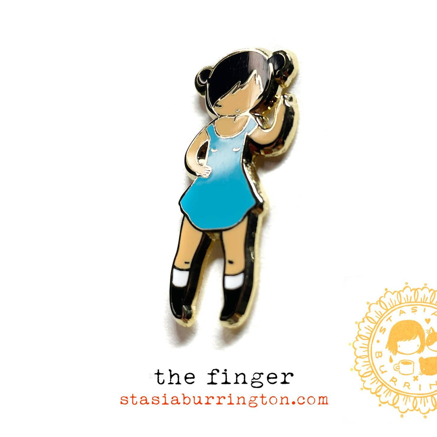 Angry Girl "The Finger" | Hard Enamel Pin - Stasia Burrington - The Sock Monster