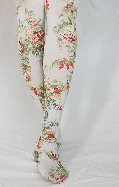 Antique Flowers | Printed Tights - Tabbisocks - The Sock Monster