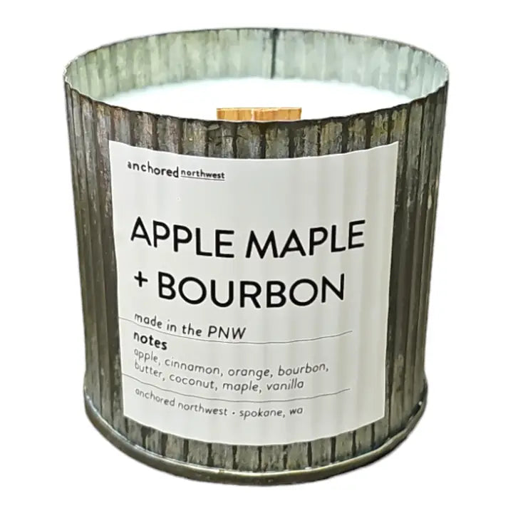 Apple Maple Bourbon | Wood Wick |  10oz Rustic Farmhouse Soy Candle