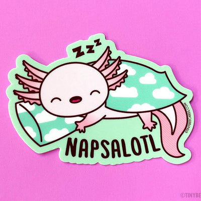 Axolotl "Napsalotl" | Vinyl Sticker - Tiny Bee Cards - The Sock Monster