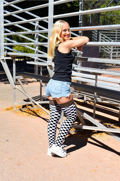 Game Day! | Thigh Highs | Petite to Plus Size | Black & White