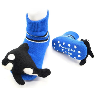 Baby Orca Boogie Toes, Rattle Socks - Liventi - The Sock Monster