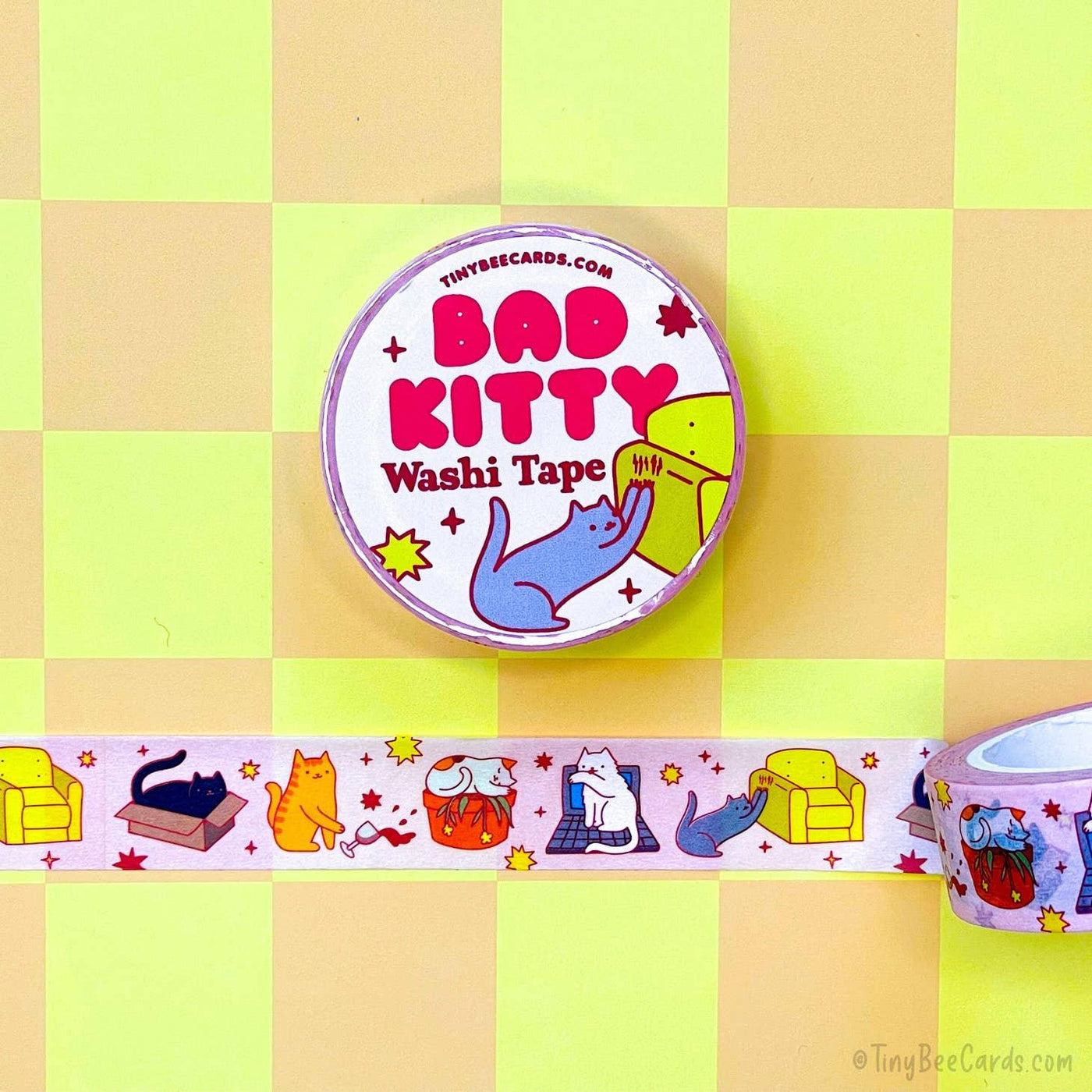 Bad Kitty Mischief | Washi Tape - Tiny Bee Cards - The Sock Monster