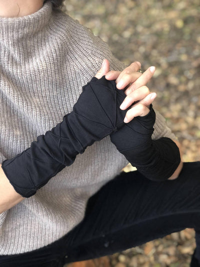 Bamboo Fleece Texture Fingerless Gloves - CARAUCCI - The Sock Monster