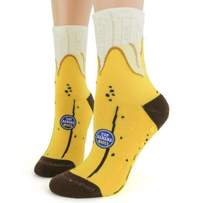 Banana Non-skid Slipper Socks, Women's Crew - Foot Traffic - The Sock Monster