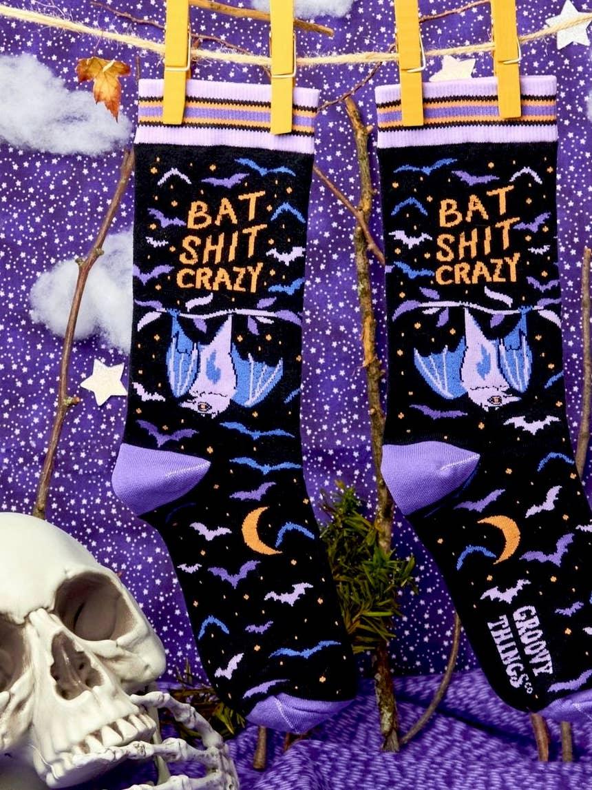Bat Shit Crazy, Womens Crew - Groovy Things - The Sock Monster