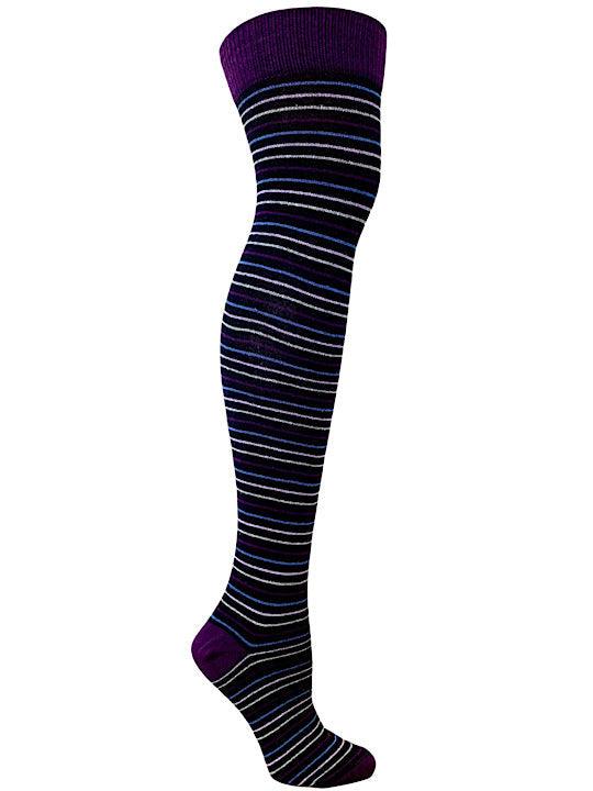 Bernadette | Plum Striped Over the Knee Sock – The Sock Monster