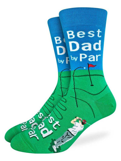 Best Dad By Par, Extra Large (13-17 Men's) Crew - Good Luck Sock - The Sock Monster