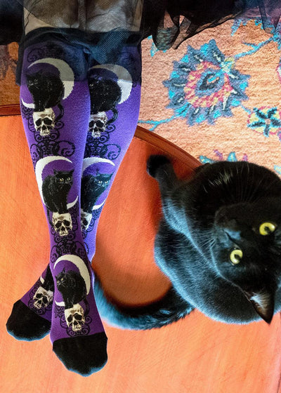 Black Cat Moon, Women's Knee-high - ModSock - The Sock Monster