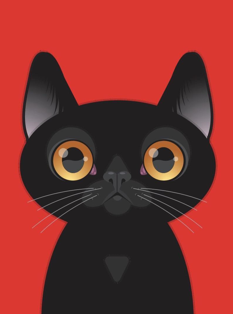 Black Cat | 5x7 Print - Kitschy Delish - The Sock Monster