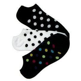 Black White Polka Dots, Women's 3-Pack No Shows - Foot Traffic - The Sock Monster