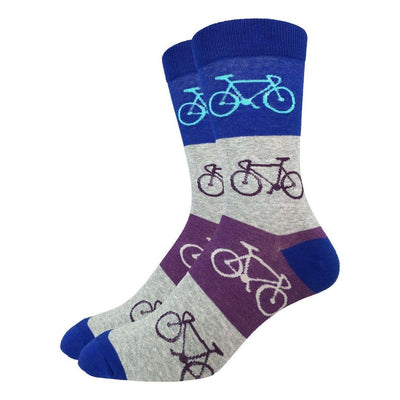 Blue & Grey Checkered Bicycle, Large (7-12 Men's) Crew - Good Luck Sock - The Sock Monster