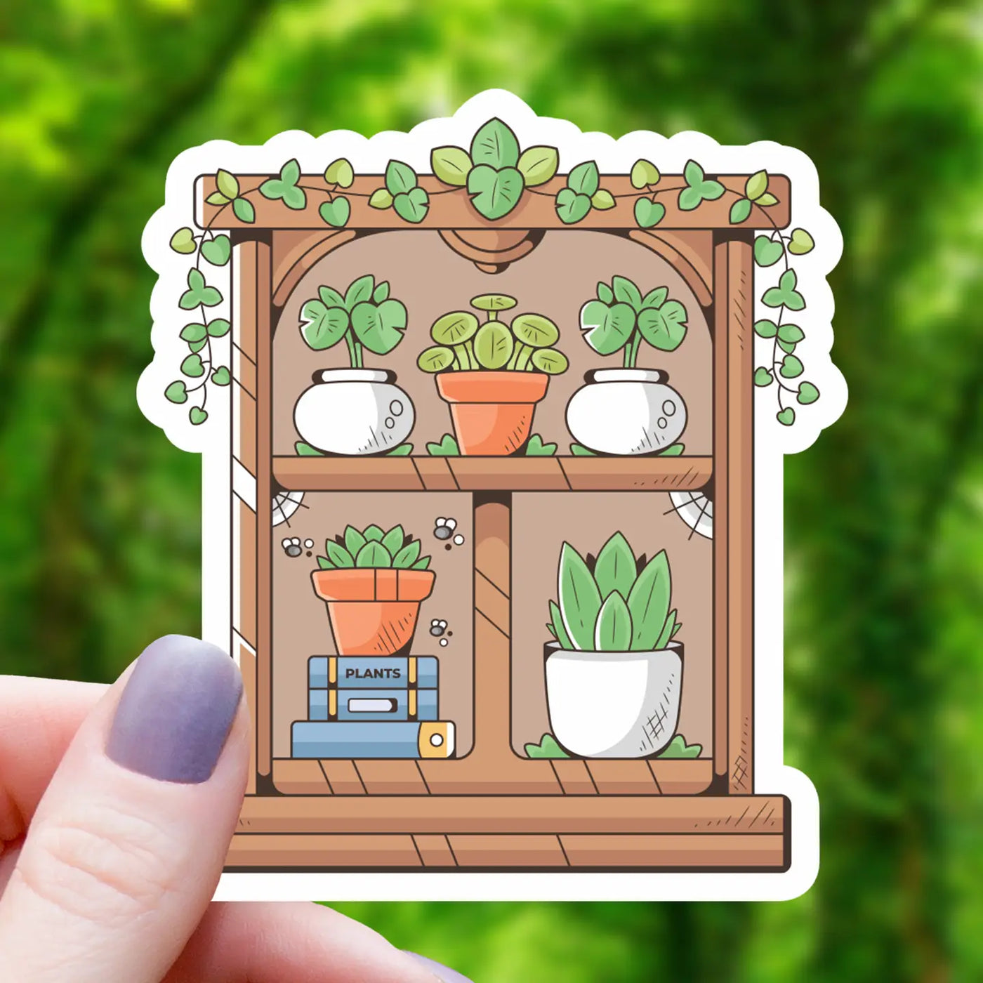 Bookshelf of Houseplants | Vinyl Sticker