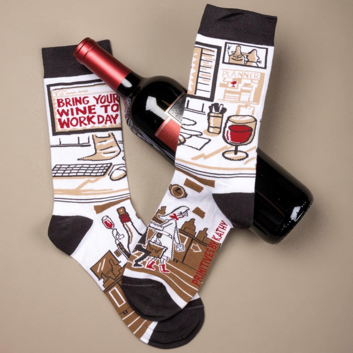 Bring Your Wine To Work Day, Crew - Primitives By Kathy - The Sock Monster