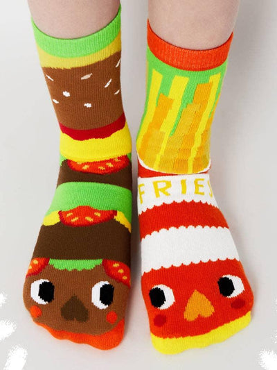 Burger & Fries | Adult Socks | Mismatched Cute Crazy Fun Socks - Pals Socks - The Sock Monster