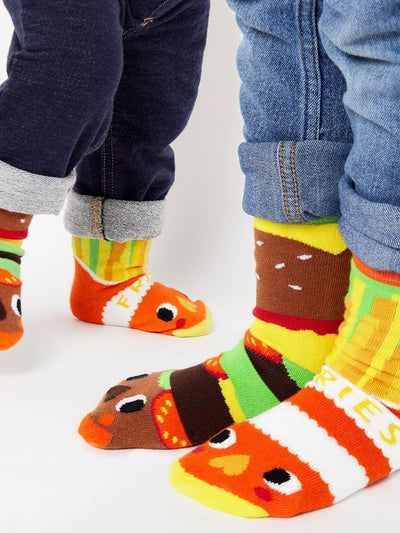 Burger & Fries | Adult Socks | Mismatched Cute Crazy Fun Socks - Pals Socks - The Sock Monster
