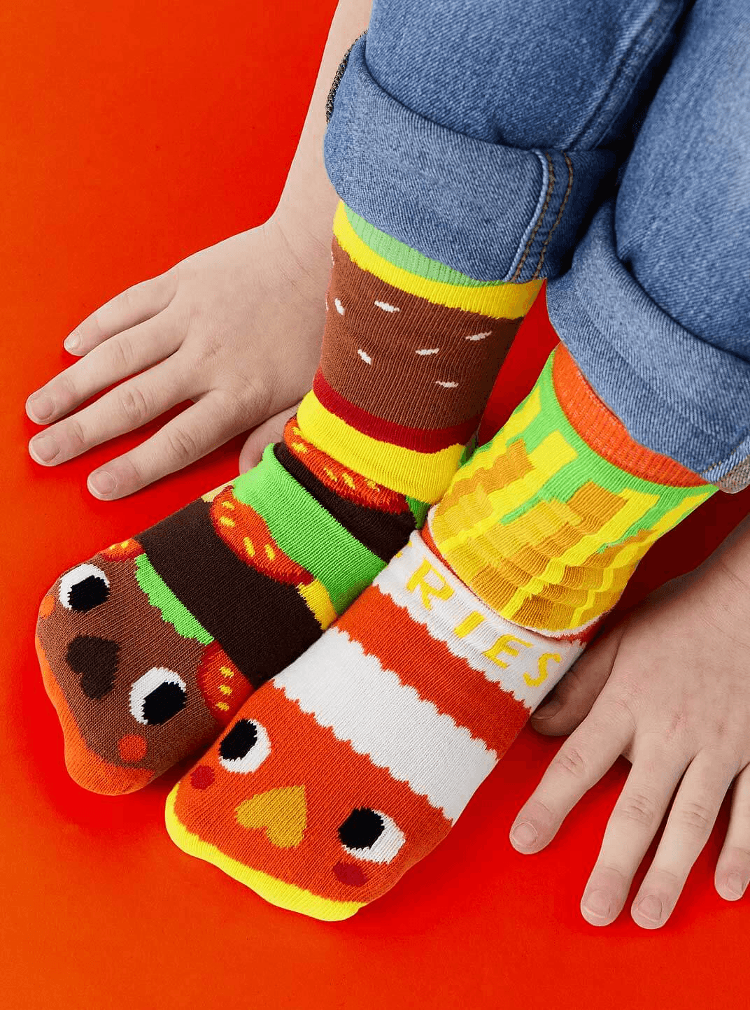 Burger & Fries | Kids Socks | Mismatched Cute Crazy Fun Socks - Pals Socks - The Sock Monster